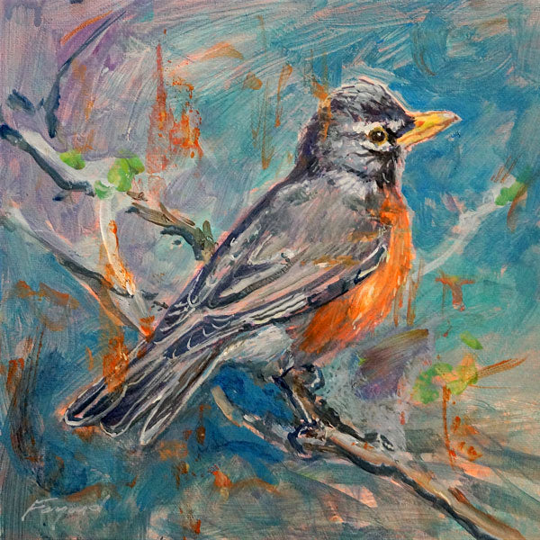 Love Robin, acrylic on canvas, 8" x 8" - PaulFayard