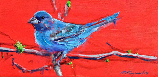 Blue Canary, oil on canvas, 6" x 12" - PaulFayard