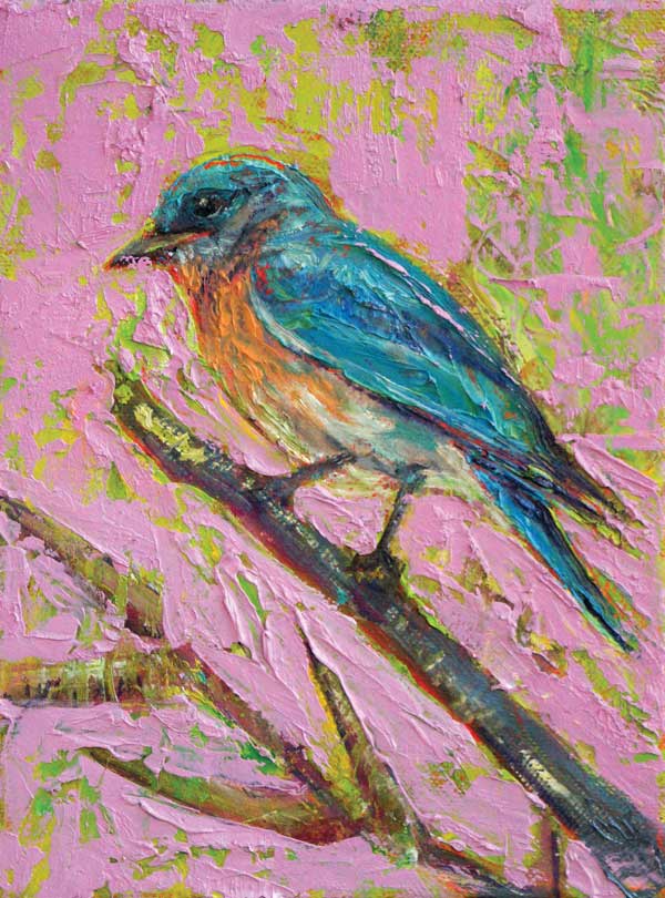 Bluebird on Bamboo, oil on canvas - PaulFayard