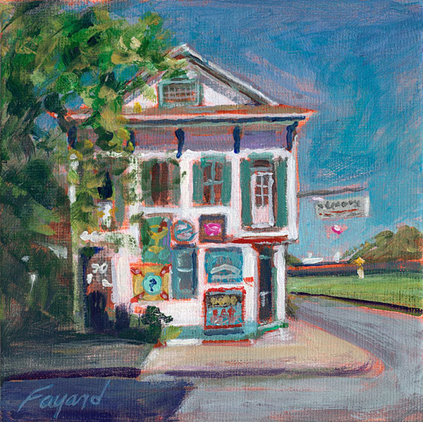 Breakfast at Elizabeth&#39;s, New Orleans, oil on canvas, 5&quot; x 5&quot; - PaulFayard