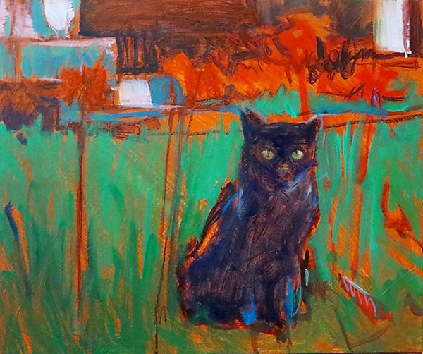 Cat With Lilies, oil on canvas - PaulFayard