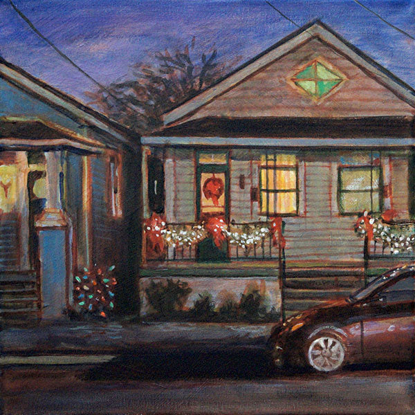 Double Shotgun Christmas, acrylic on canvas, 12" x 12" - PaulFayard