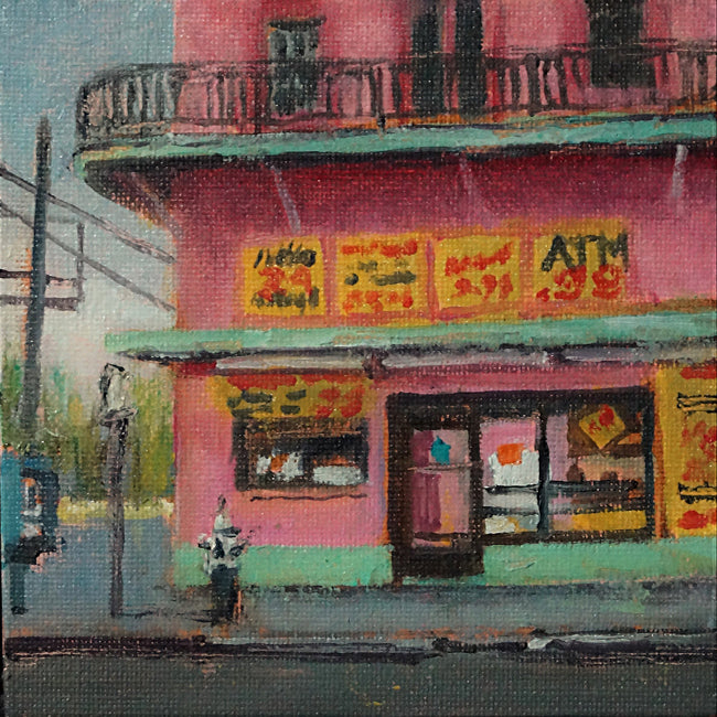 Gene&#39;s Po-Boys, New Orleans, oil on canvas, 5&quot; x 5&quot; - PaulFayard