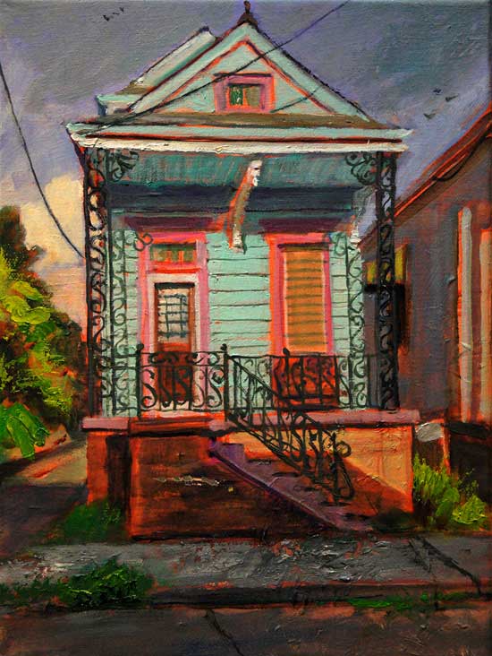 Lil&#39; Queenie (Shotgun, New Orleans), oil on canvas, 12&quot; x 9&quot; - PaulFayard