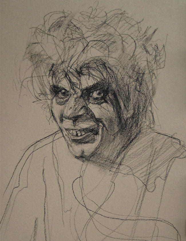 Morgus the Magnificient, charcoal on paper, 16" x 12" - PaulFayard