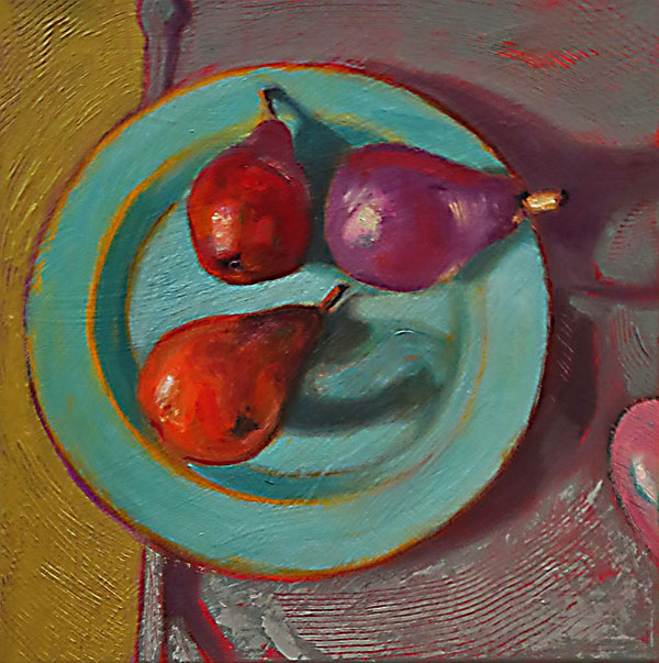 Pears on Plate, oil on canvas, sold - PaulFayard