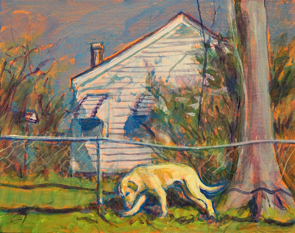 Petting Fence, acrylic on canvas, 8" x 10" - PaulFayard