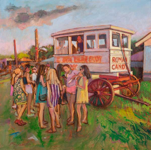 Girls at the Roman Candy Wagon, oil on canvas, 20&quot; x 20&quot; - PaulFayard