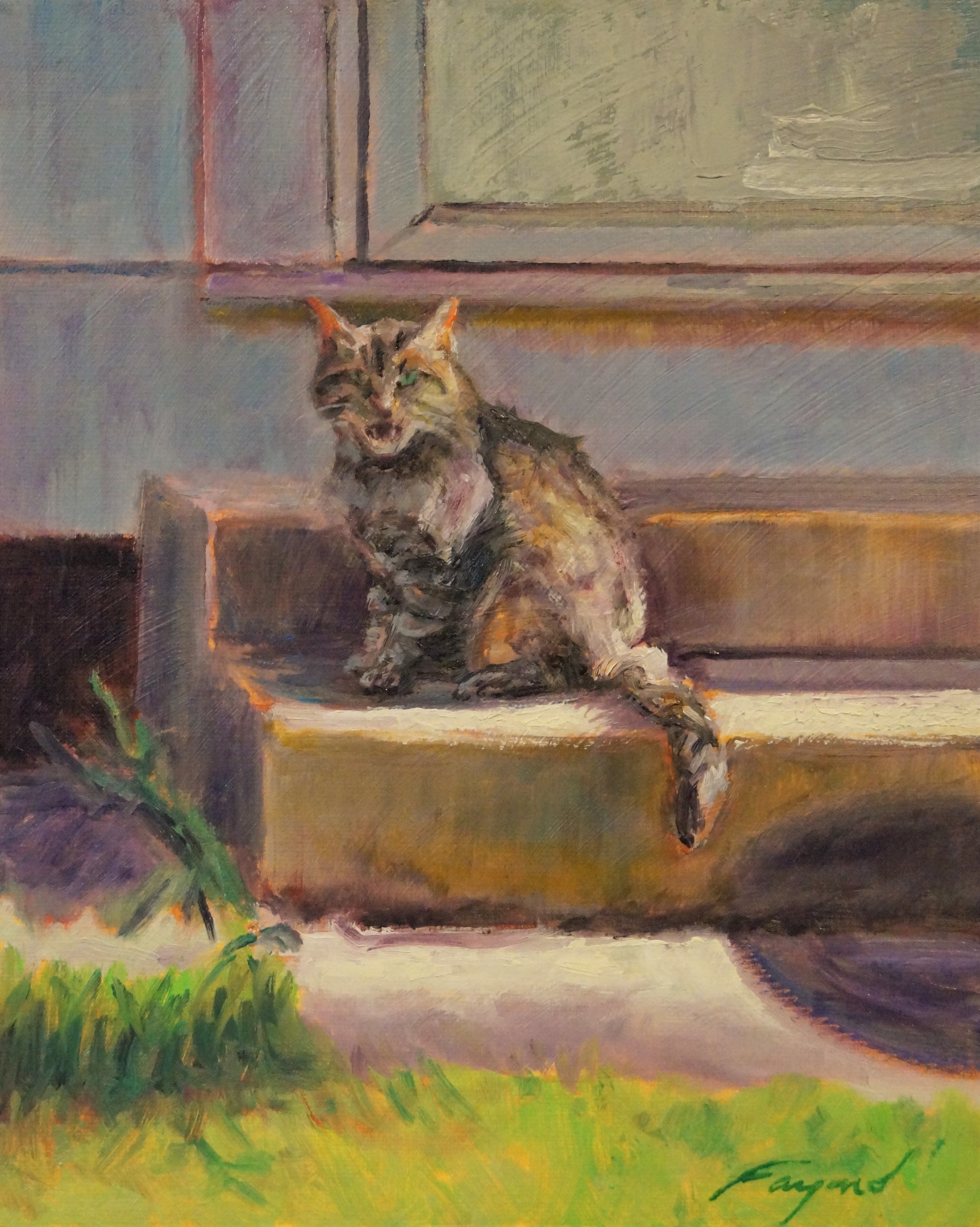 Step Cat, oil on canvas, 10" x 8" - PaulFayard